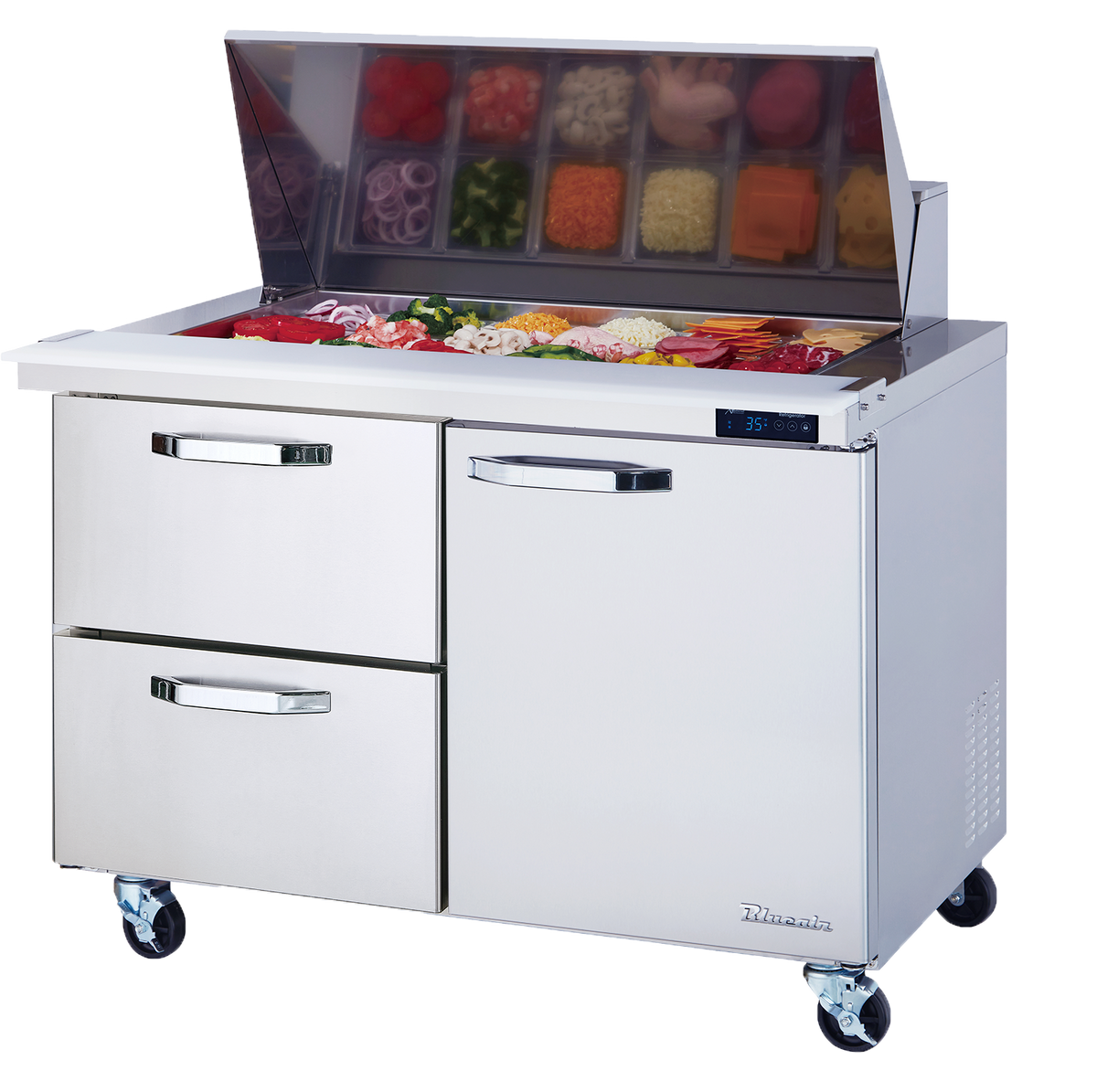 Blue Air BLMT48-D2L-HC 1-Door Mega Top Sandwich Prep Drawer