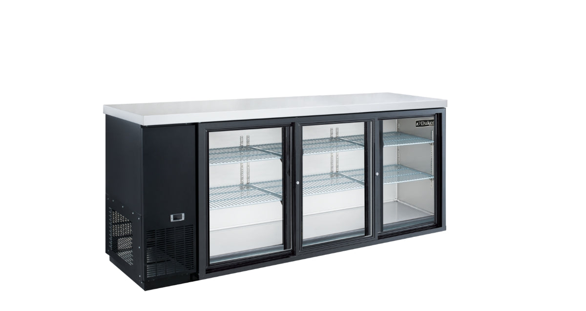 Dukers DBB72-S3 three sliding door back bar cooler