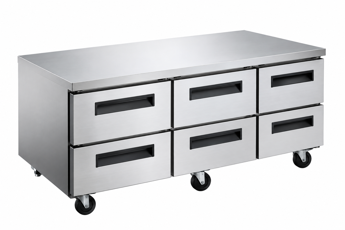 DUKERS DUC72R-D6 72-inch undercounter refrigerator with six drawers