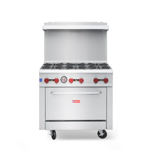 Commercial Gas Range & Stove, WESTLAKE 6 Burner 36" Commercial Gas Range with Standard Oven - 210,000 BTU