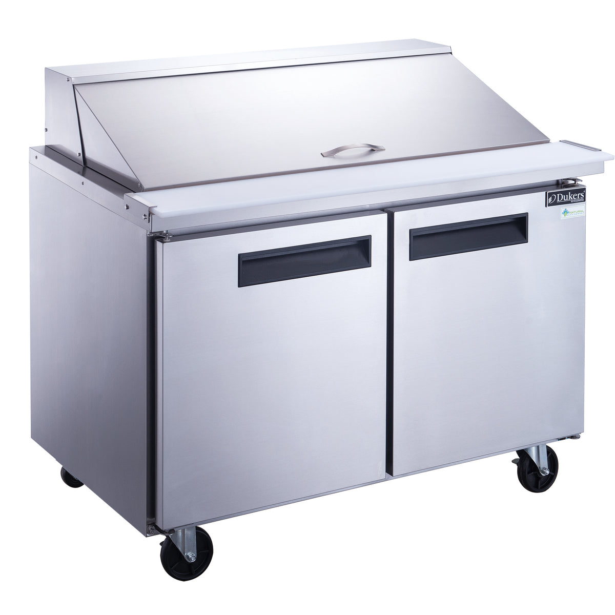 DUKERS DSP48-18M-S2 Double Door Salad Prep Station Refrigerator, Mega Top