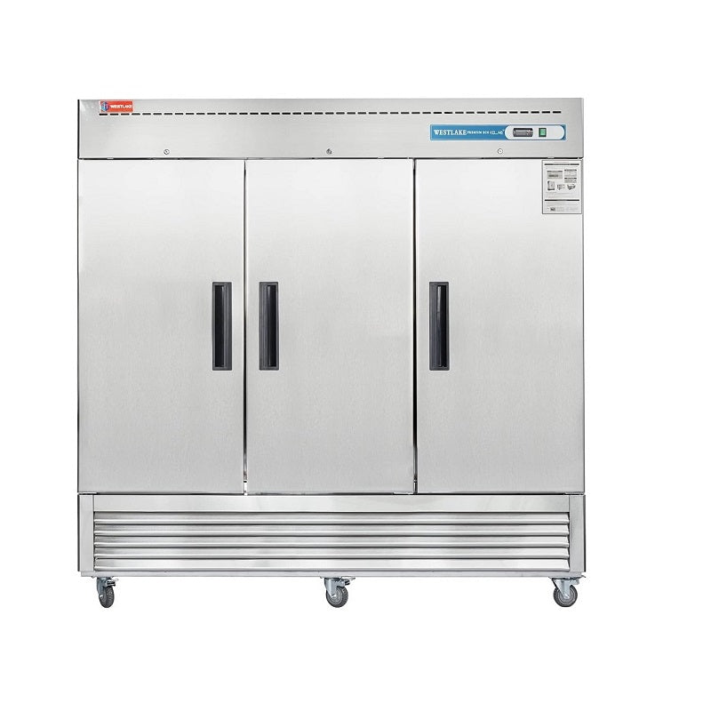 WESTLAKE WKR-82B Reach-In Refrigerator 82" 3-Door 72 Cu.ft Stainless Steel