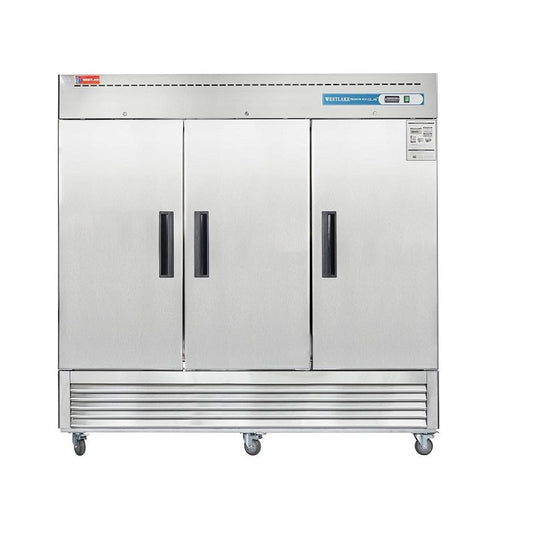 WESTLAKE WKR-82B Reach-In Refrigerator 82" 3-Door 72 Cu.ft Stainless Steel