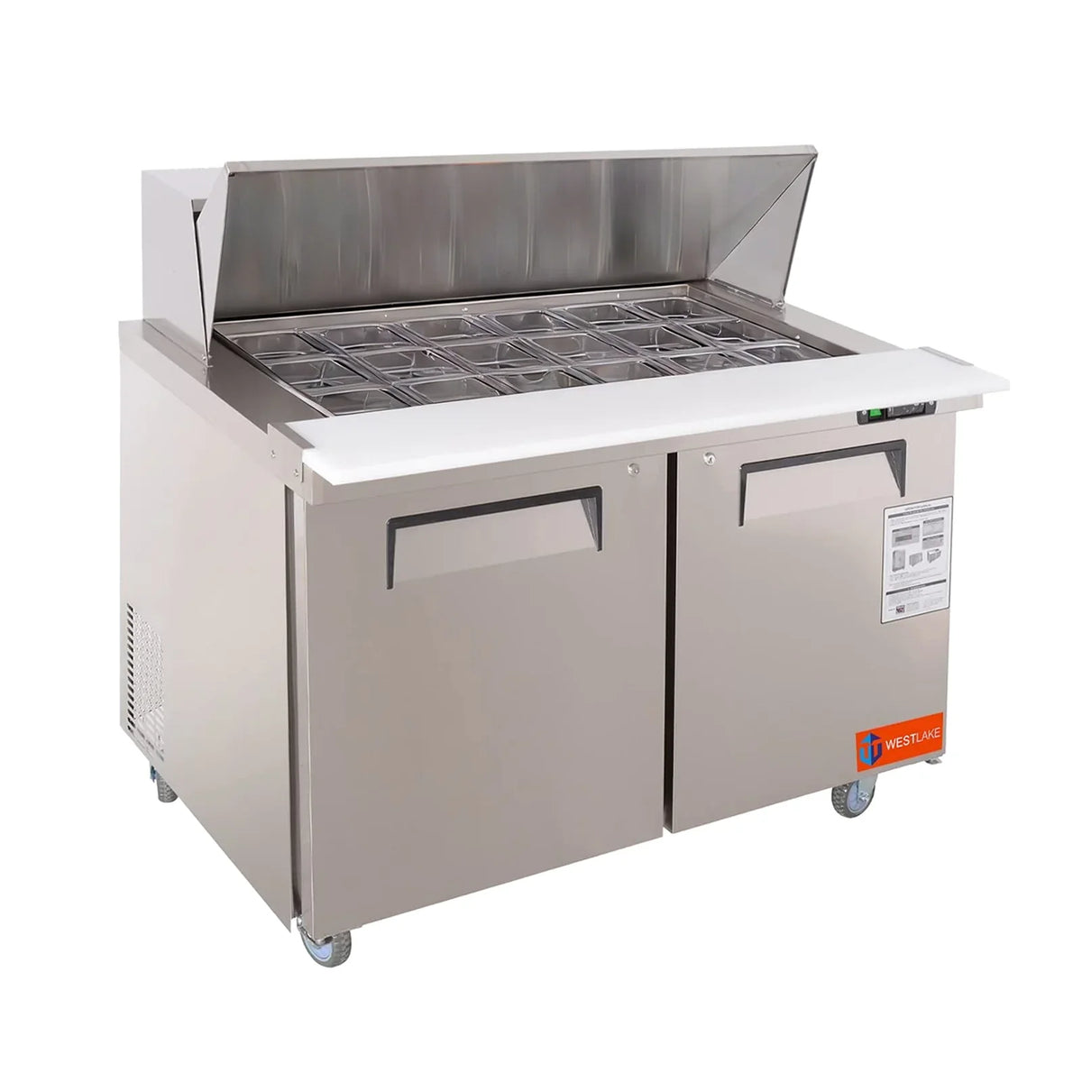 WESTLAKE WKSR-48BM Mega Top Prep Table 48" 2-Door 18-Pan 12.9 Cu.ft