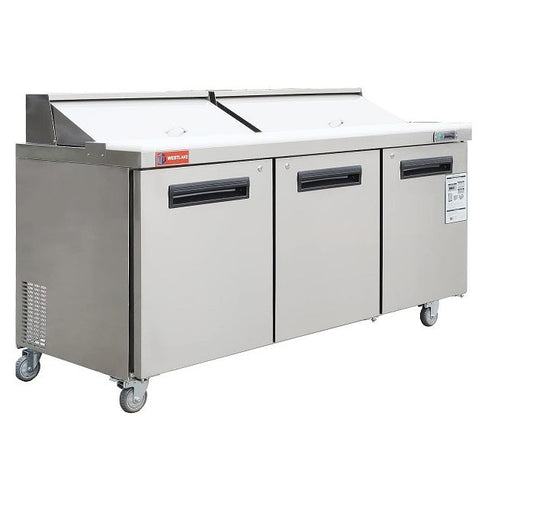 WESTLAKE WKSR-72B Prep Table 72" 3-Door 20 Cu.ft Stainless Steel