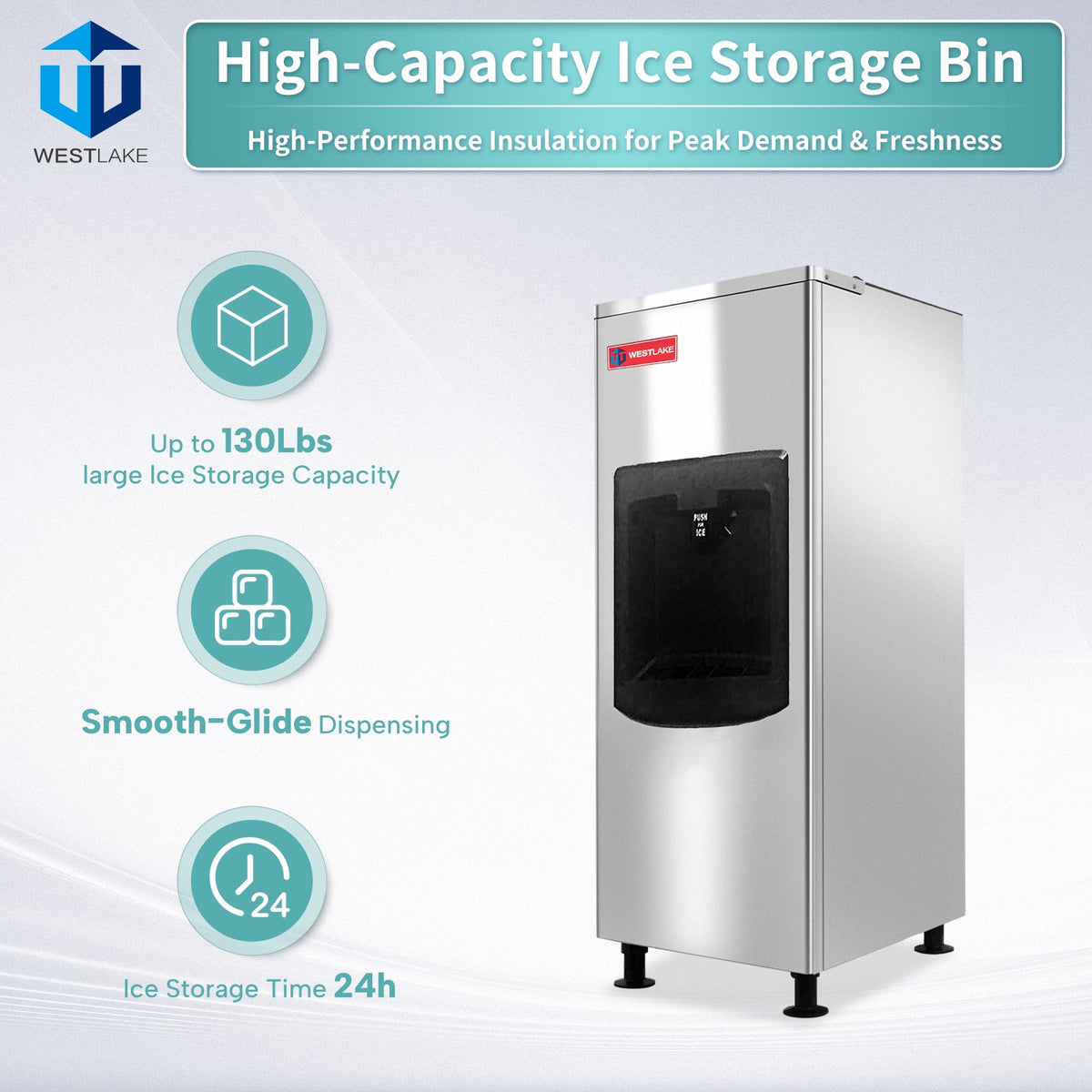 WESTLAKE HD-130B Touchless Ice Dispenser 130 lb Storage