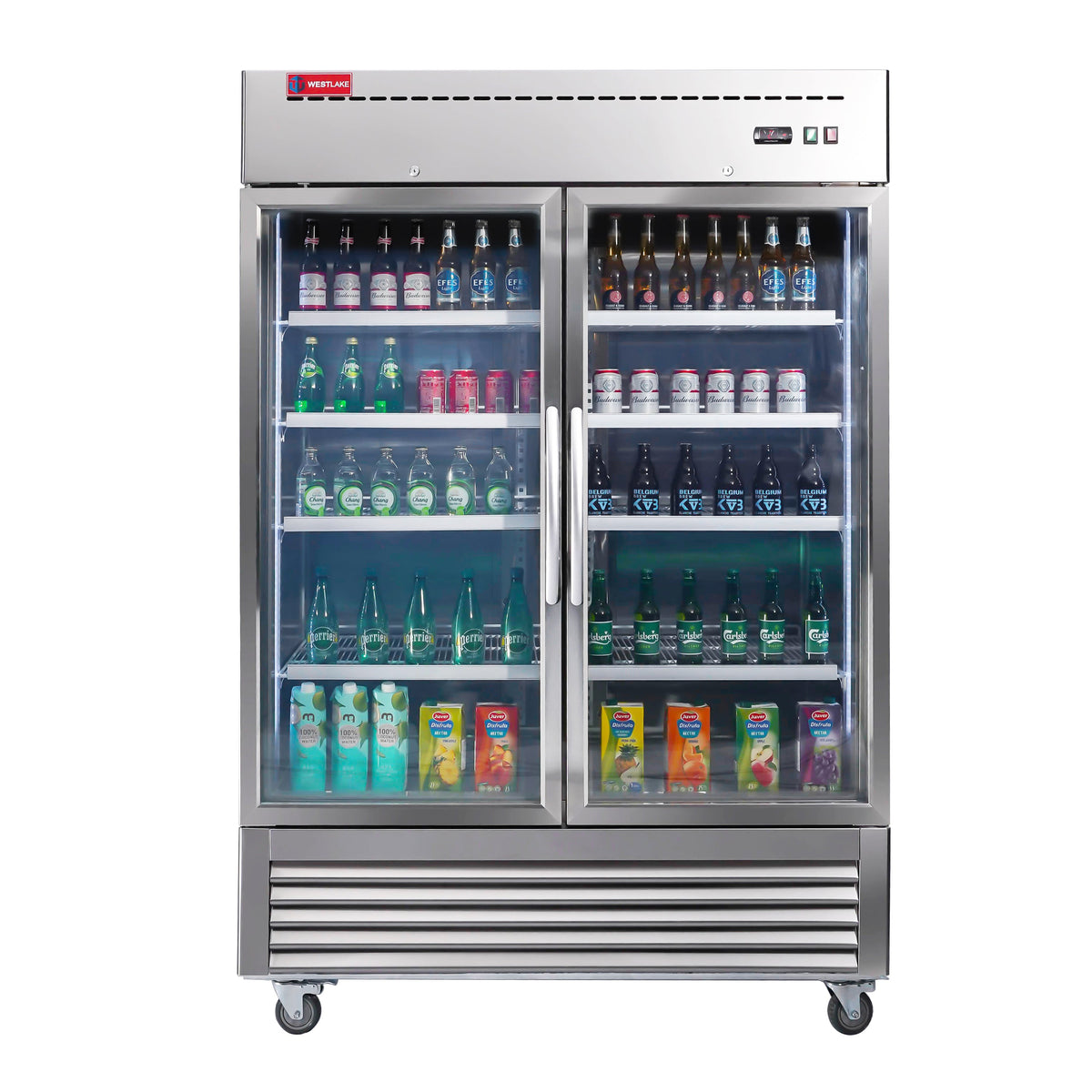 WESTLAKE WKR-49BG Reach-In Refrigerator Merchandiser 54" 2-Glass Door 49 Cu.ft Stainless Steel
