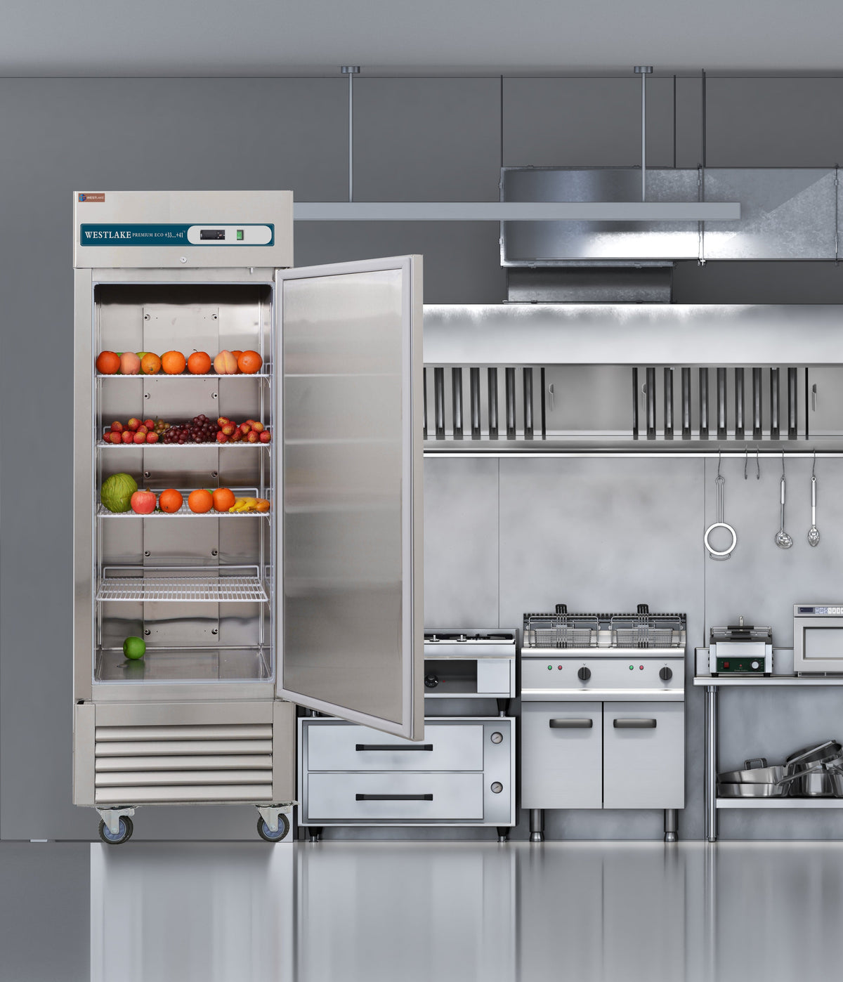 WESTLAKE WKR-23B Reach-In Refrigerator 27" 1-Door 23 Cu.ft Stainless Steel