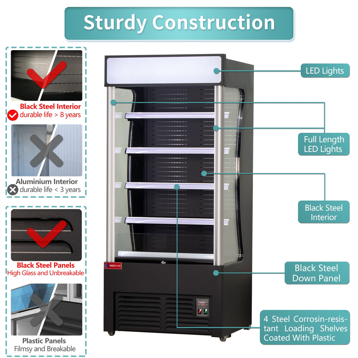 Open Air Merchandiser, WESTLAKE ‎36" Black Refrigerated Air Curtain Merchandiser