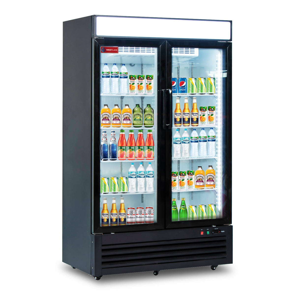 WESTLAKE WKR-48GB Reach-In Refrigerator Merchandiser 48" 2-Glass Door 36 Cu.ft Stainless Steel