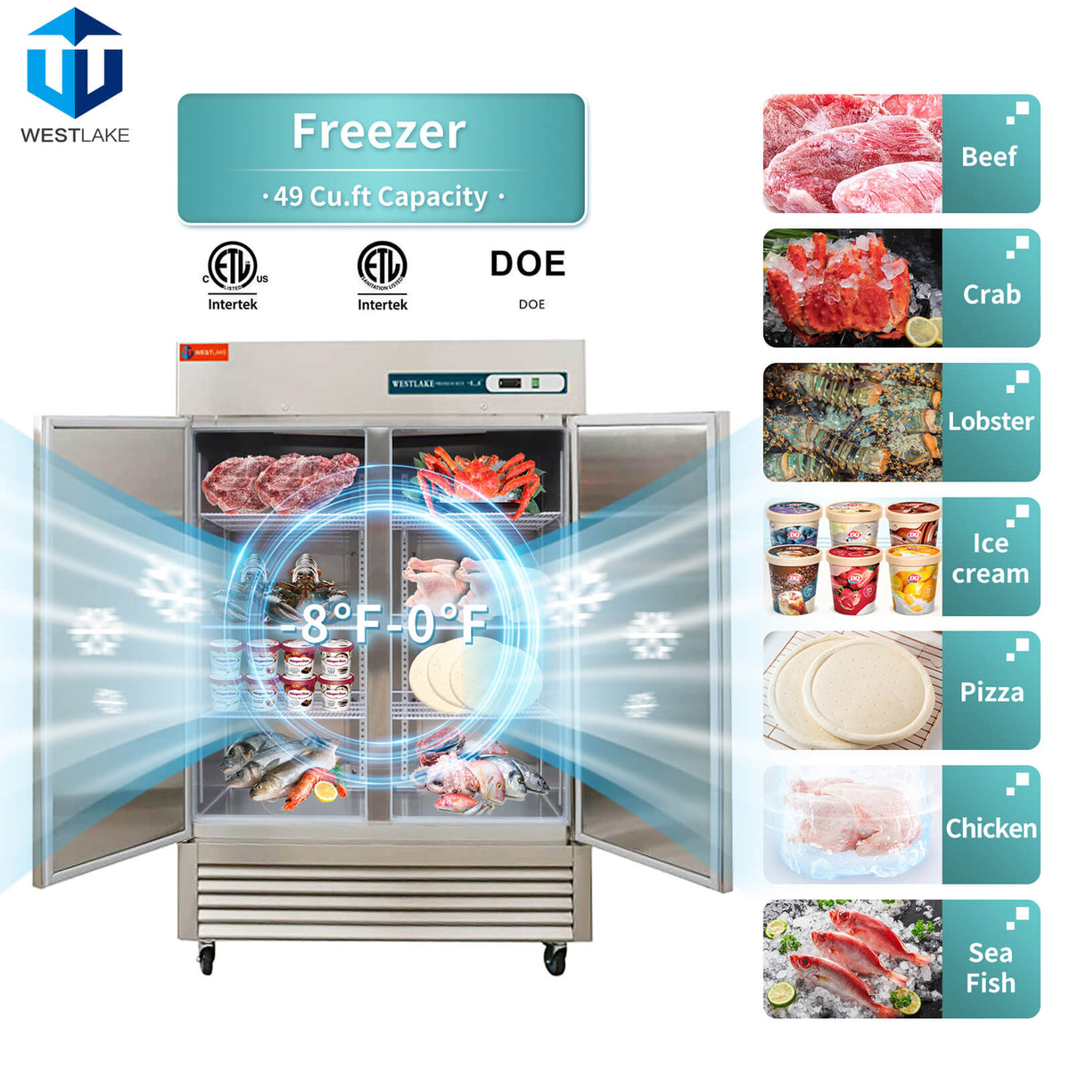 WESTLAKE 2 door commercial freezer For restaurant