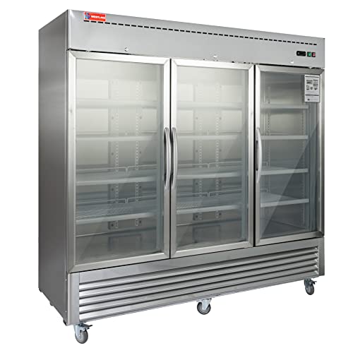 WESTLAKE WKR-82BG Reach-In Refrigerator Merchandiser 82" 3-Glass Door 72 Cu.ft Stainless Steel