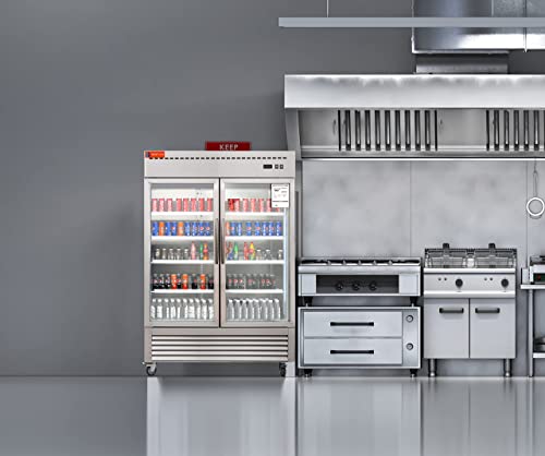 WESTLAKE WKR-49BG Reach-In Refrigerator Merchandiser 54" 2-Glass Door 49 Cu.ft Stainless Steel