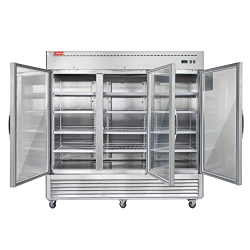 WESTLAKE WKR-82BG Reach-In Refrigerator Merchandiser 82" 3-Glass Door 72 Cu.ft Stainless Steel
