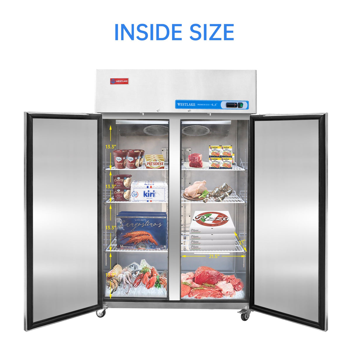 WESTLAKE WK-48F 48" 2-Door Reach-In Freezer, 36 Cu.ft