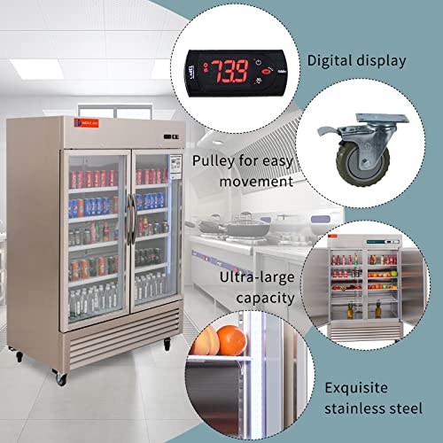 WESTLAKE WKR-49BG Reach-In Refrigerator Merchandiser 54" 2-Glass Door 49 Cu.ft Stainless Steel