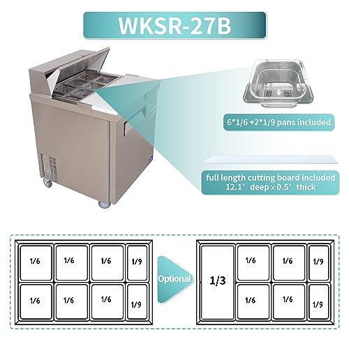 WESTLAKE WKSR-27B Prep Table 27" 1-Door 8-Pan Stainless Steel
