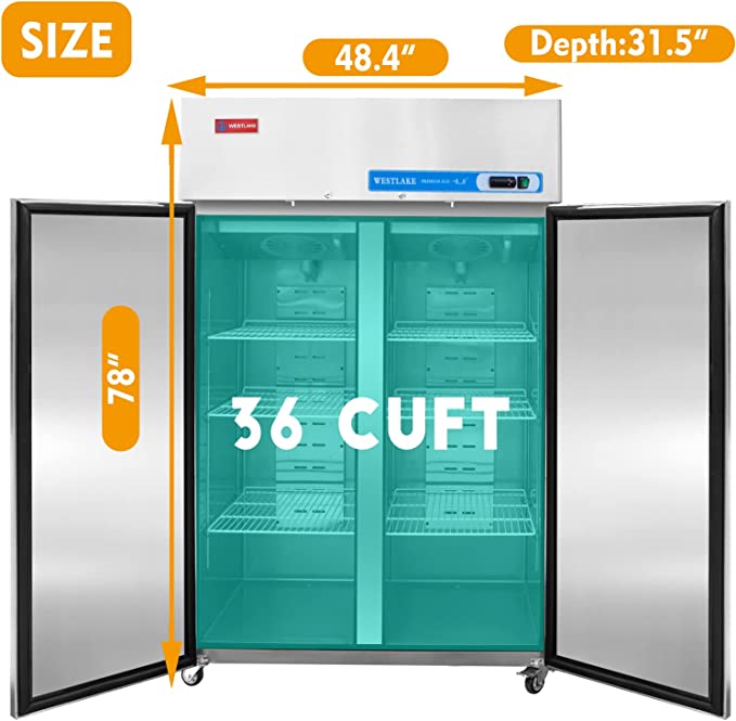 WESTLAKE WK-48F 48" 2-Door Reach-In Freezer, 36 Cu.ft
