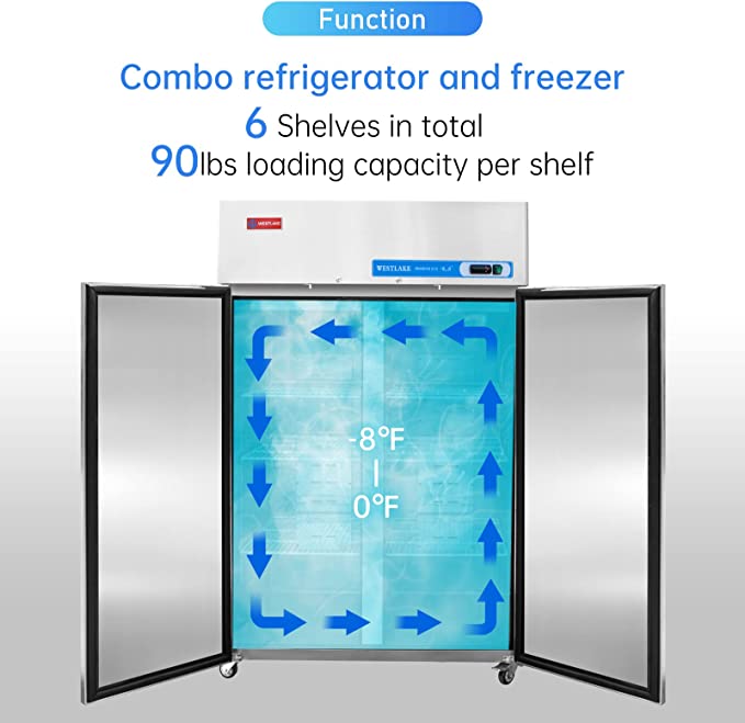 WESTLAKE WK-48F 48" 2-Door Reach-In Freezer, 36 Cu.ft