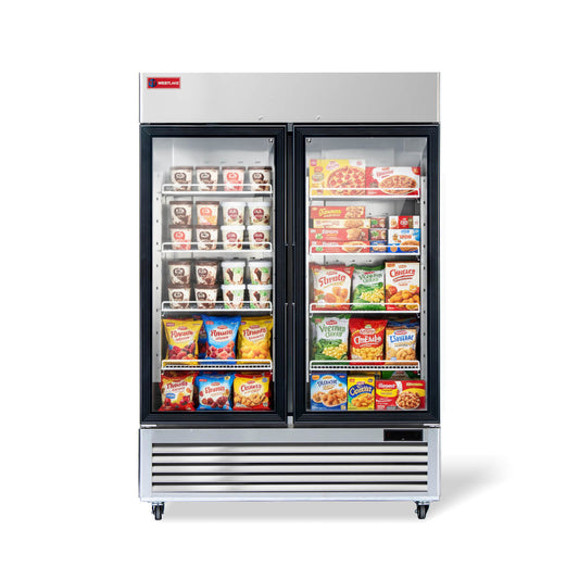 WESTLAKE WK-49FG Reach-In Freezer Merchandiser 54" 2-Glass Door 49 Cu.ft Stainless Steel