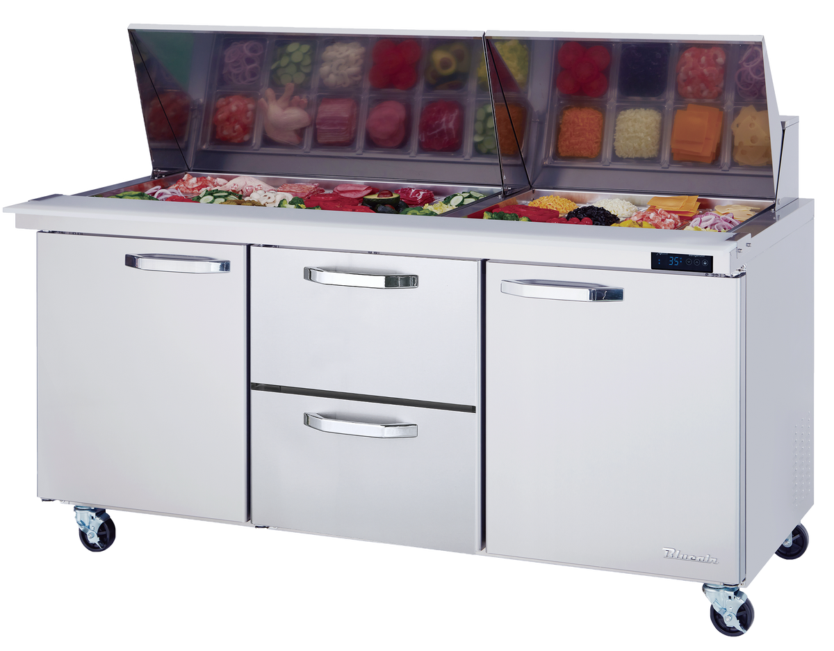 Blue Air BLMT72-D2M-HC 2-Door Mega Top Sandwich Prep Drawer