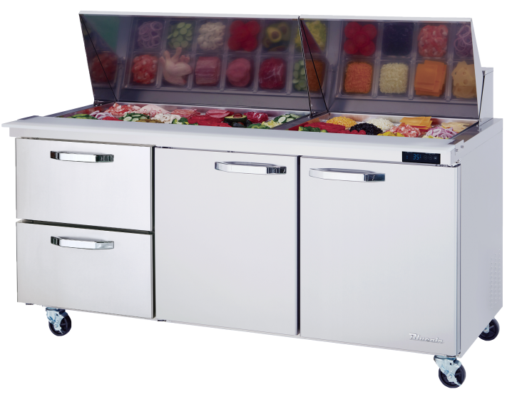 Blue Air BLMT72-D2L-HC 2-Door Mega Top Sandwich Prep Drawer