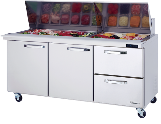 Blue Air BLMT72-D2R-HC 2-Door Mega Top Sandwich Prep Drawer
