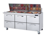 Blue Air BLMT72-D6-HC 0-Door Mega Top Sandwich Prep Drawer