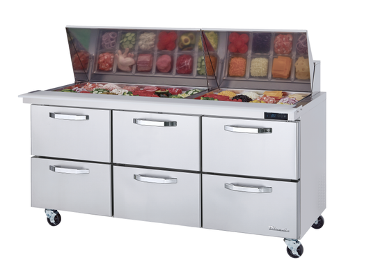 Blue Air BLMT72-D6-HC 0-Door Mega Top Sandwich Prep Drawer