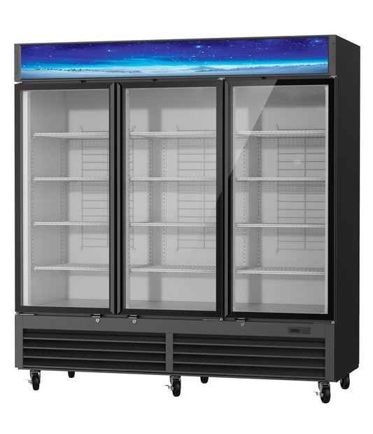 Blue Air BGF72B-HC 3-Door Glass Door Merchandiser Freezer – Black