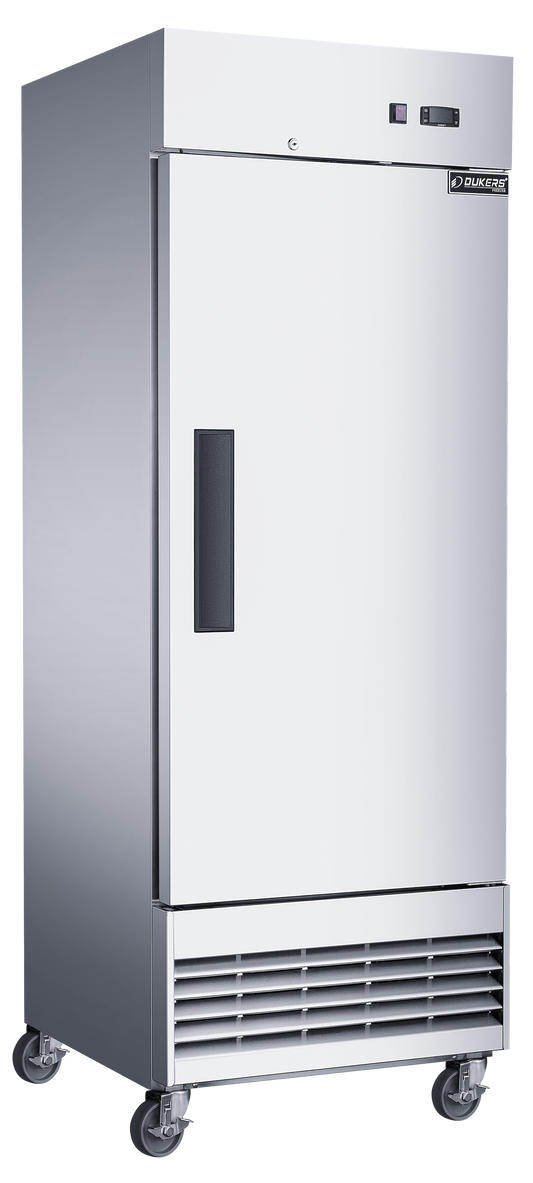 DUKERS D28ER Single Door Shallow Depth Reach In Refrigerator, Bottom Mount Compressor