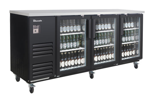 Blue Air BLBB90-4BG-HC 3-Door Glass Door Back Bar Cooler