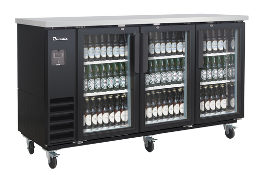 Blue Air BLNBB-72BG-HC 3-Door Back Bar Cooler - Narrow Depth