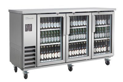 Blue Air BLNBB-72SG-HC 3-Door Back Bar Cooler - Narrow Depth