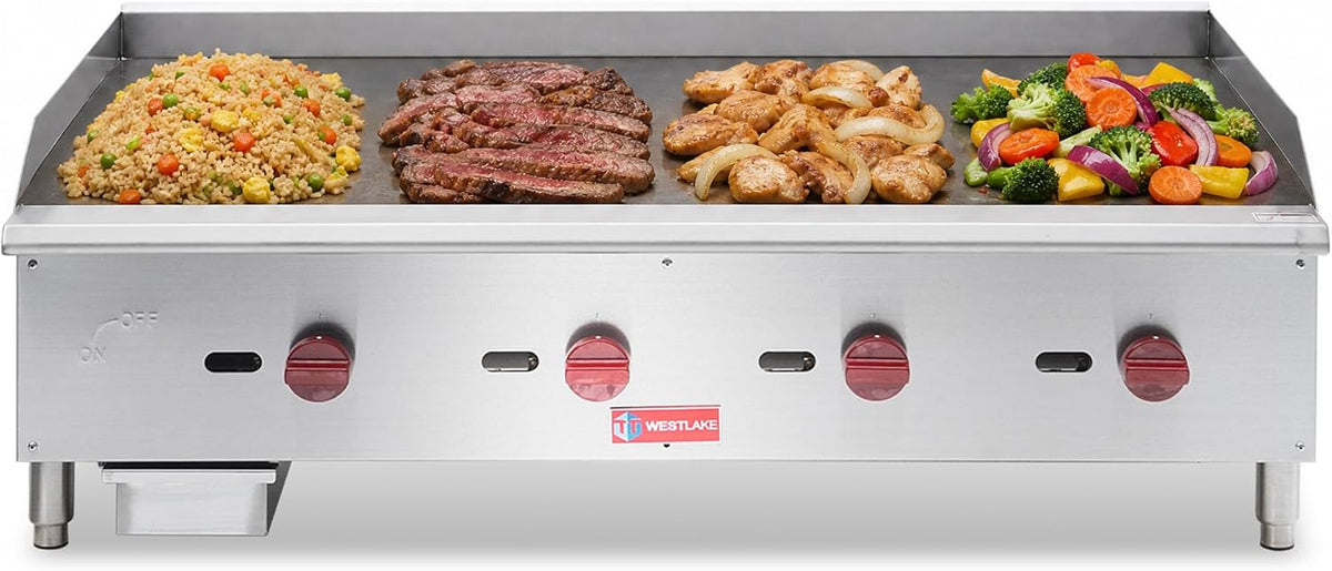 WESTLAKE EGG-48S Gas Griddle 48" 4-Burner 120,000 BTU Stainless Steel