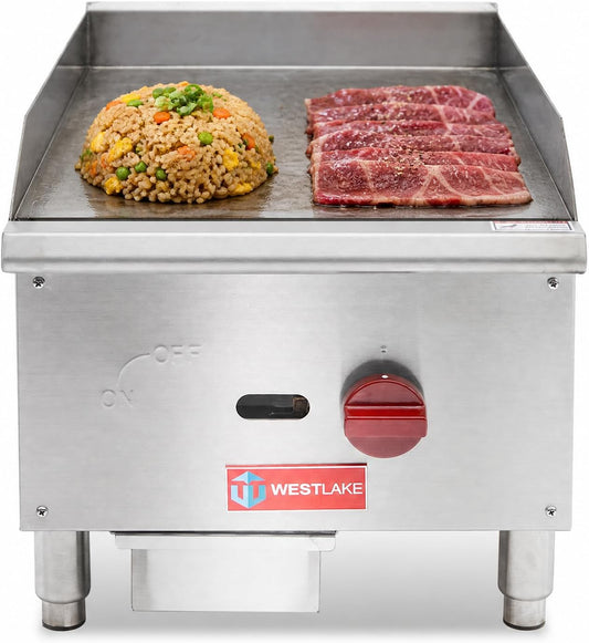 WESTLAKE EGG-16S Gas Griddle 16" 1-Burner 30,000 BTU Stainless Steel