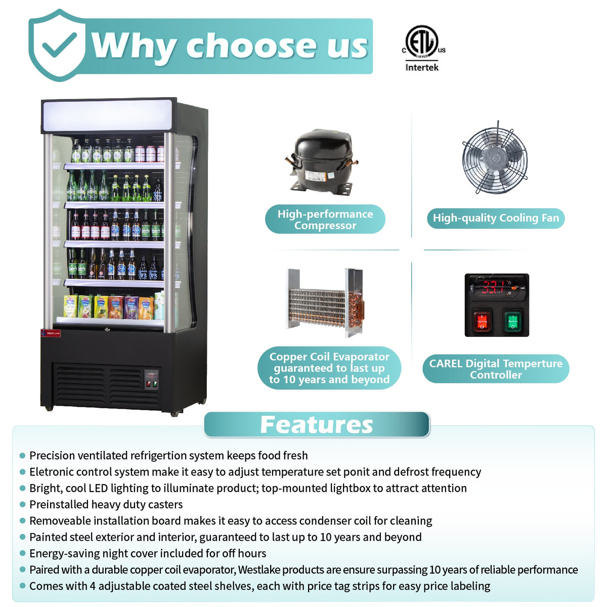 WESTLAKE LD3-2Z-C2 Open Air Merchandiser 36"W