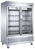 DUKERS D55R-GS2 Double Glass Door Reach In Refrigerator, Bottom Mount Compressor