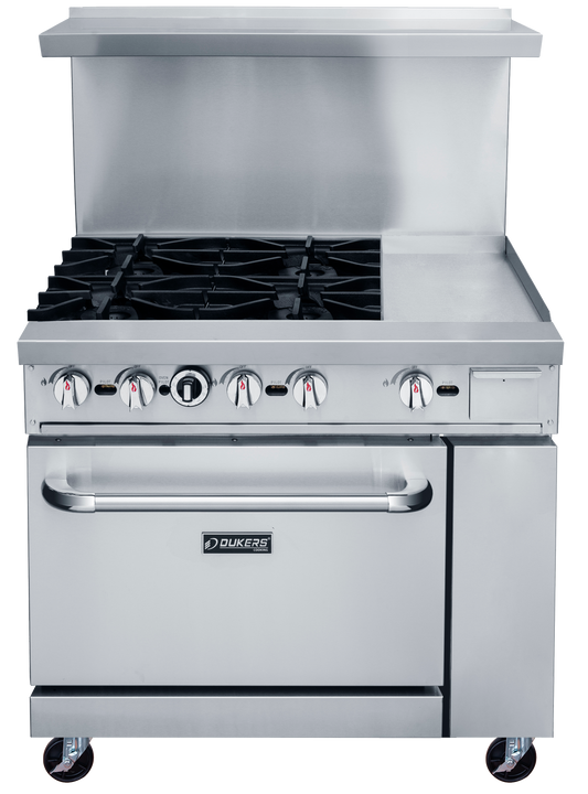 DUKERS DCR36-4B12GM 36" Mix Top Gas Oven Range