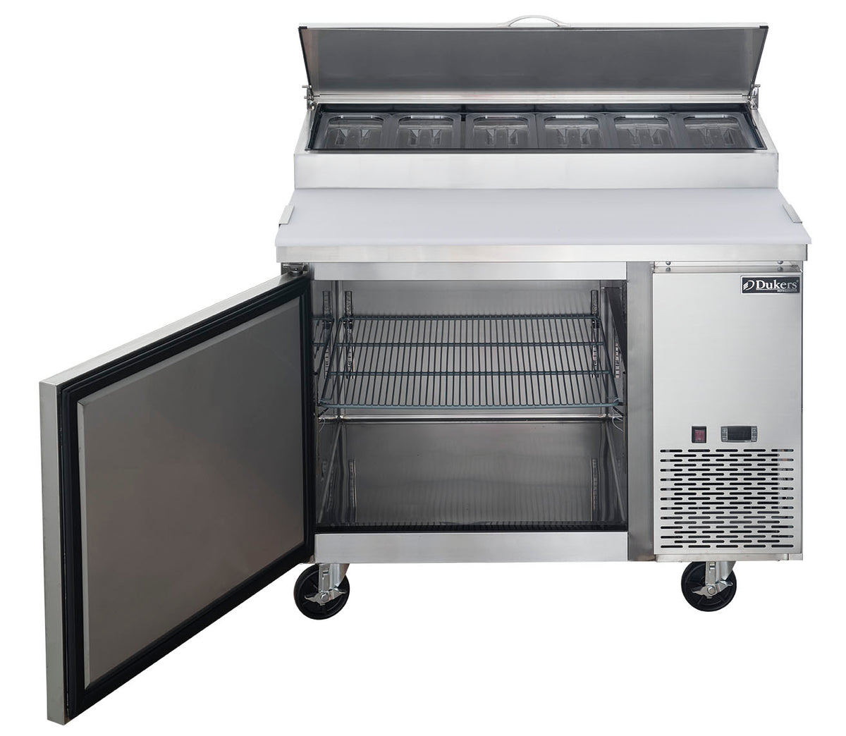 DUKERS DPP44-6-S1 Single Door Pizza Prep Station Refrigerator