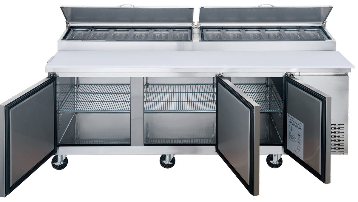 DUKERS DPP90-12-S3 Three Door Pizza Prep Station Refrigerator
