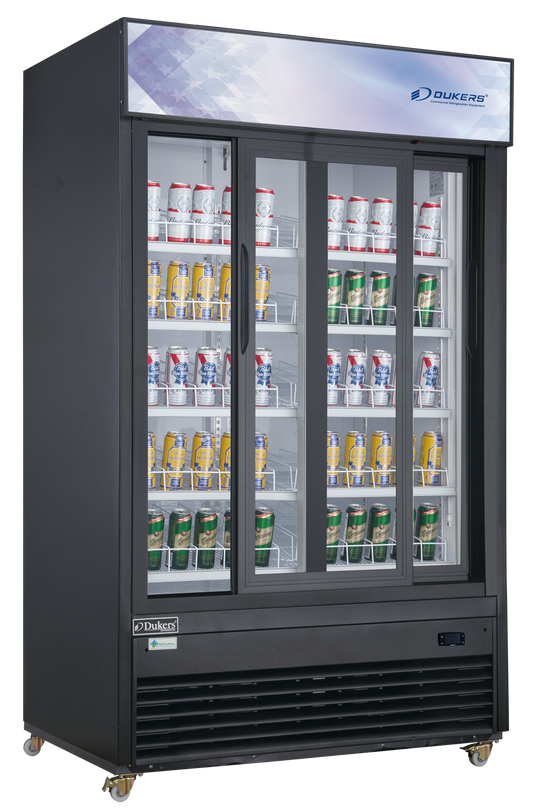 DUKERS DSM-47SR Double Sliding Door Merchandiser Refrigerator