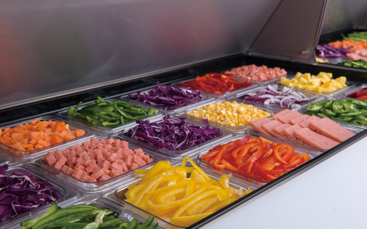 DUKERS DSP29-8-S1 Single Door Salad Prep Station Refrigerator, Regular Top