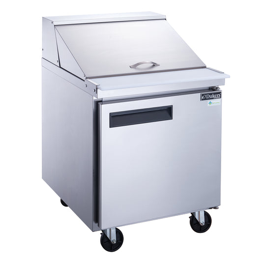 DUKERS DSP29-12M-S1 Single Door Salad Prep Station Refrigerator, Mega Top