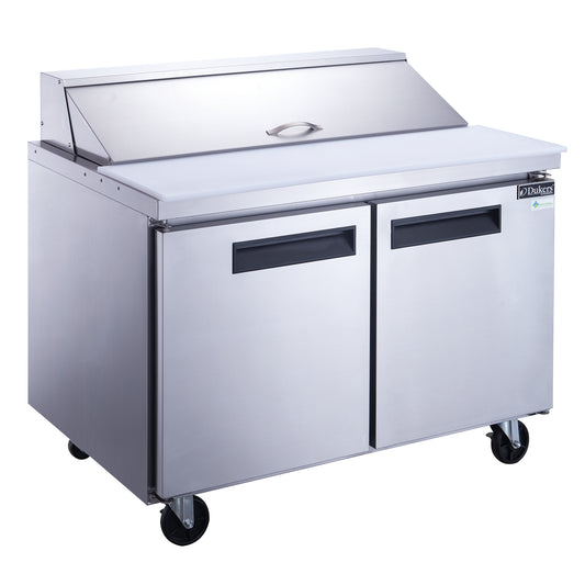 DUKERS DSP48-12-S2 Double Door Salad Prep Station Refrigerator, Regular Top