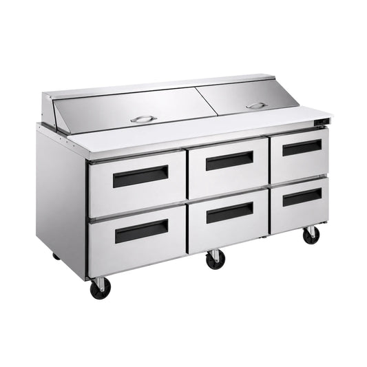 DUKERS DSP72-18-D6 72" Sandwich Prep Station with Drawers