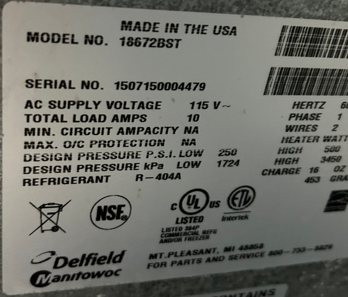 Delfield 18672BST 72" 2-Door Refrigerated Worktop Refrigerator - Stainelss Steel