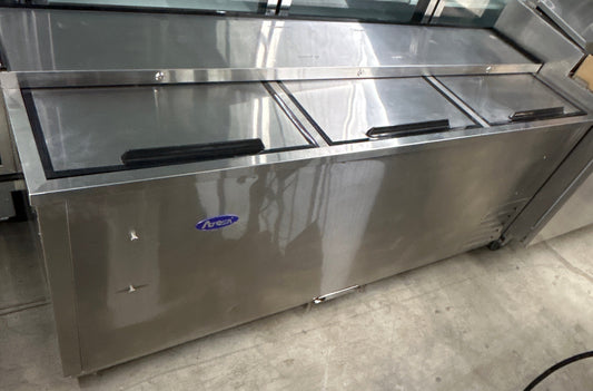 Atosa MBC80GR 80" 3-Lid Commercial Horizontal Bottle Cooler - Stainless Steel