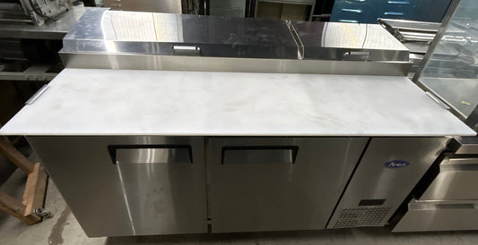 ATOSA MPF8202GR 67" 2-Door Refrigerated Pizza Prep Table - Stainless Steel