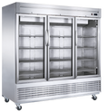 DUKERS D83R-GS3 Three Glass Door Reach In Refrigerator, Bottom Mount Compressor